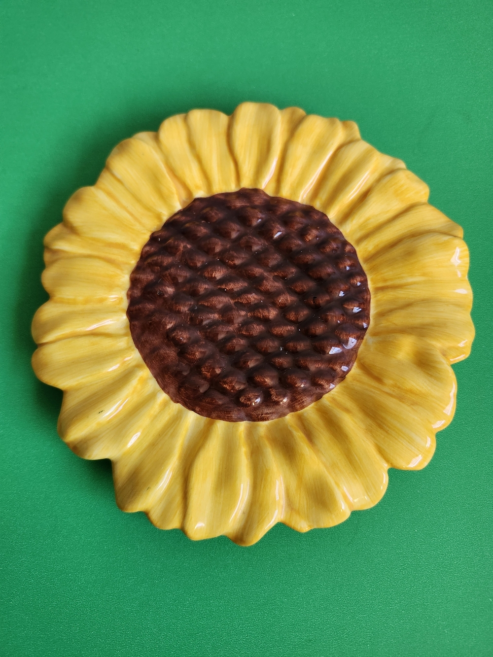 Vintage Teleflora Gift Ceramic Sunflower Dish Plate 6.5" Spoon Rest Catchall